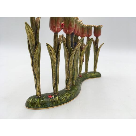 Quest Limited Edition Hand Painted Enamel Tulip Menorah 5" - Picture 4 of 7